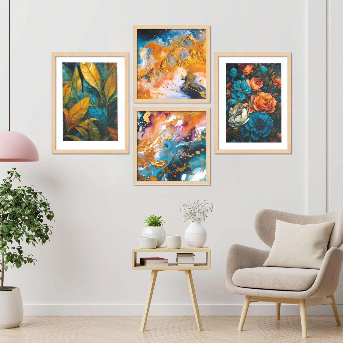 SET OF 4 DIGITAL WALL PAINTING